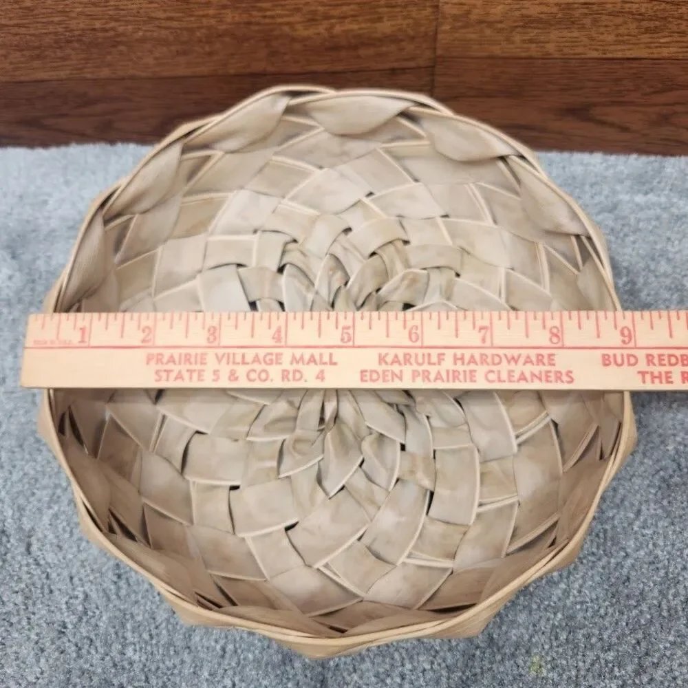 Handwoven Frond Basket Round Natural Fiber Braided Rustic Farmhouse Boho Decor